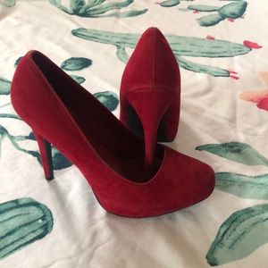 Red velvet high heels